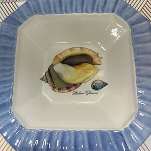 Due Torra Italy Transferware Fluted Edge Ceramic Sea Shell Bowl 10”